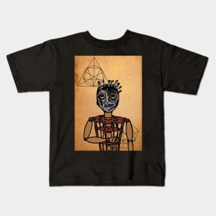 Elon Musk: PuppetMasked NFT with Street Eyes, Painted Skin, and a Wooden Touch in a Davinci Background Kids T-Shirt